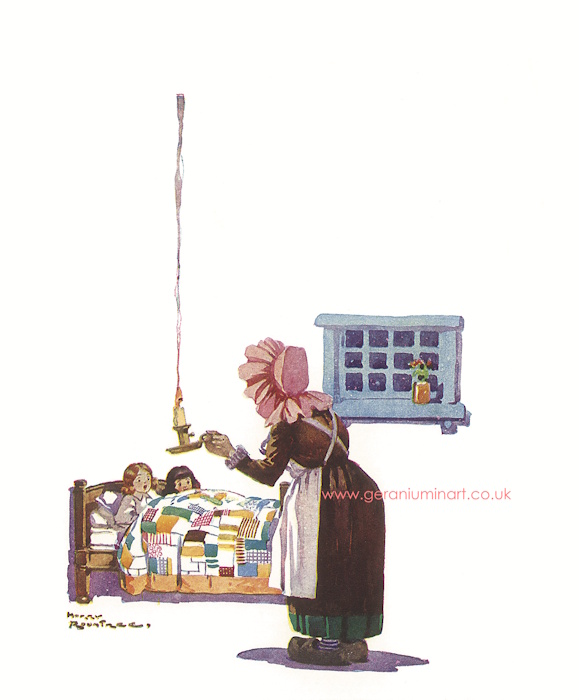 Mr Harry Rountree (New Zealander, 1878 - 1950) 'The Widow and Her Little Maidens' (Book plate illustration, 1924 - 5) Image © Robin Oliver 2025.