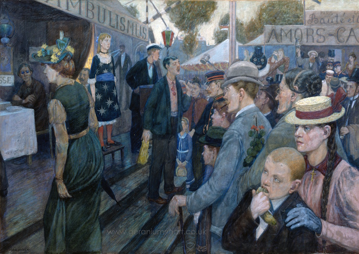 Hans Baluschek (Deutscher (German), 1870 - 1935) 'Vergnügungspark Hasenheide' (Berlin), (1895), chalk, watercolour on paper, 67 00 cm x 94 00 cm. Stadtmuseum, Berlin.