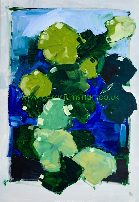 Mr Easam Darawshi (Nazarene, 1984) 'Geranium', (2021) Acrylic and spray paint on canvas, 86 cm × 53 cm. Private Collection.